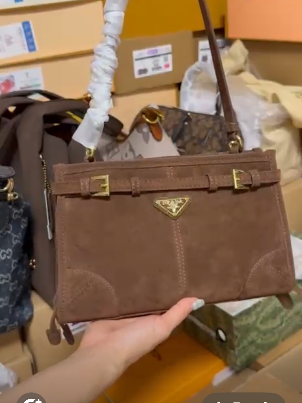 Brown Suede Shoulder Bag